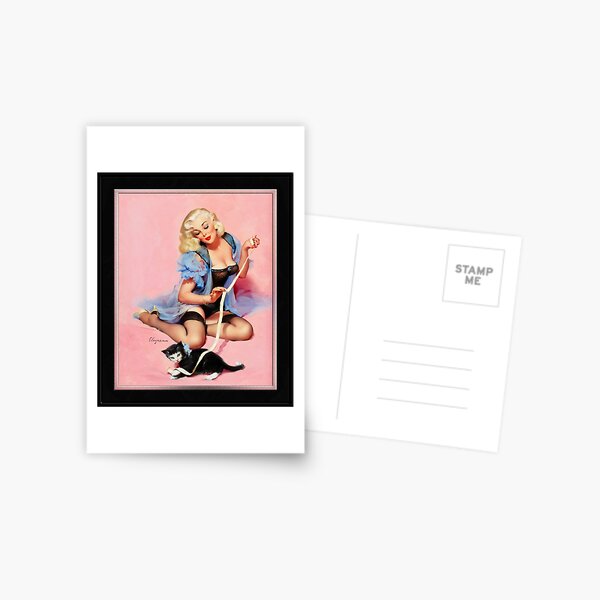 Denise (Pur-r-rty Pair) by Gil Elvgren Vintage Xzendor7 Old Masters Reproductions Postcard