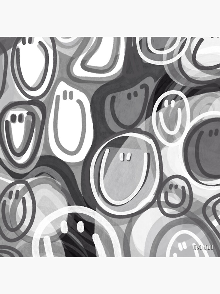 "Black and white smiley faces" Sticker for Sale by livinfull Redbubble