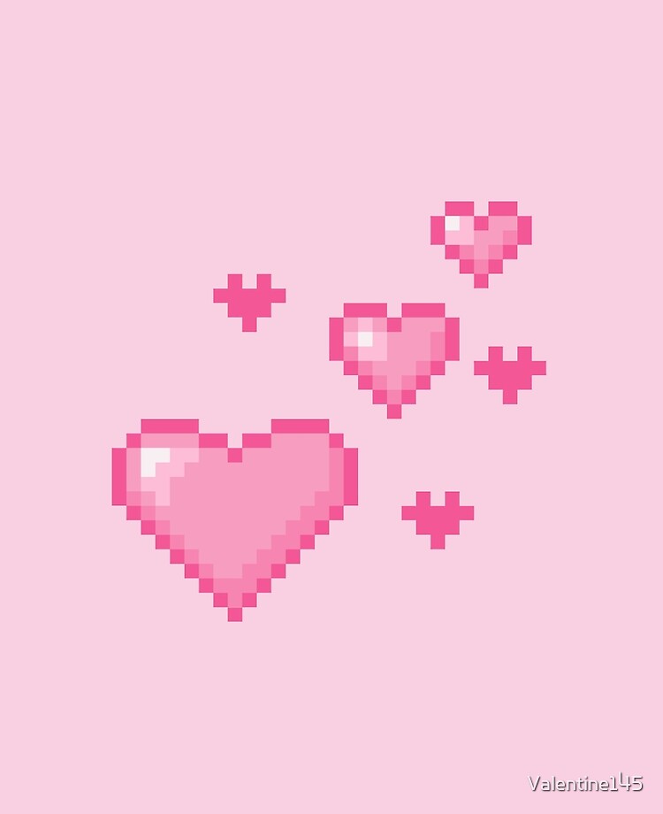 Cute pink heart pixel art \
