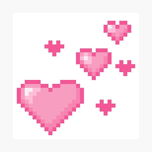 Cute pink heart pixel art \