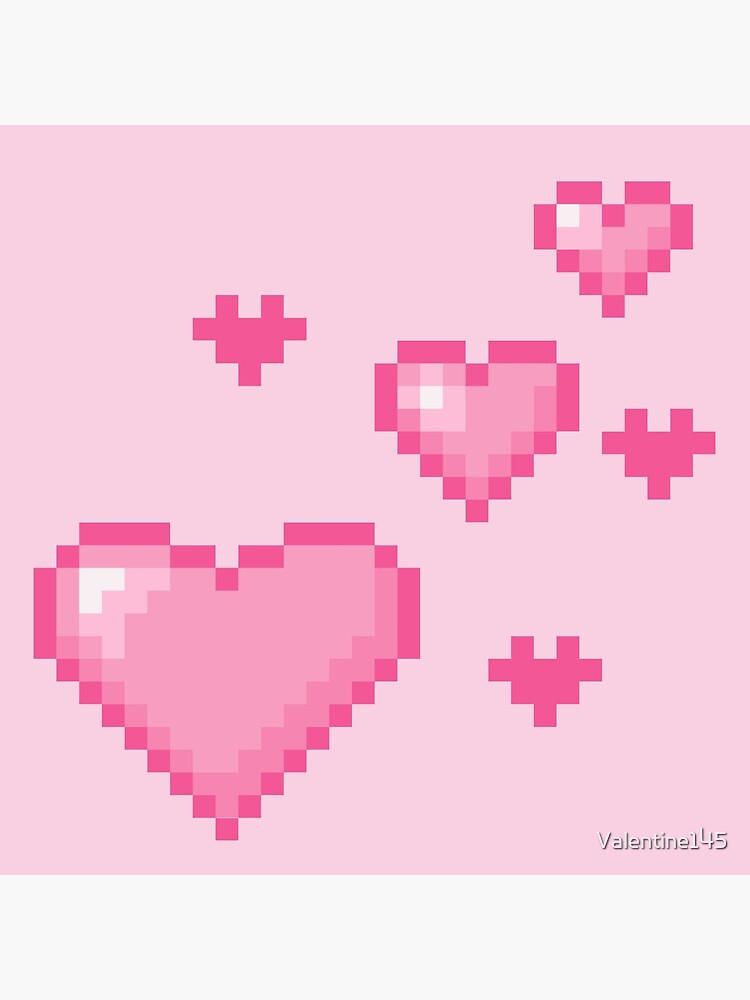 Cute pink heart pixel art \