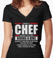 Being a Chef is Easy its Like Riding a Bike Women's Fitted V-Neck T-Shirt
