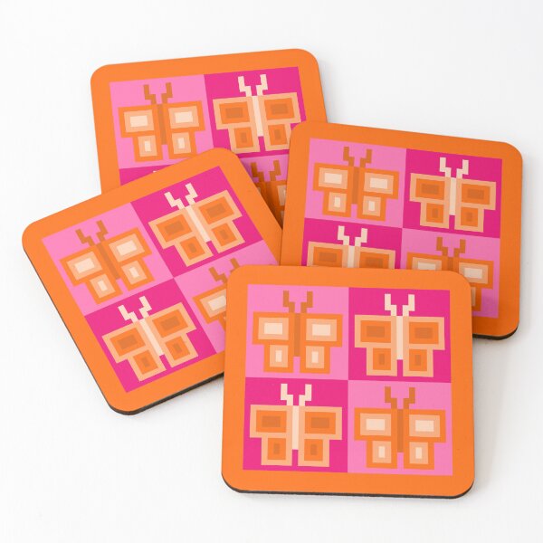 Item preview, Bright Orange Pixel Butterflies designed and sold by rin3d .