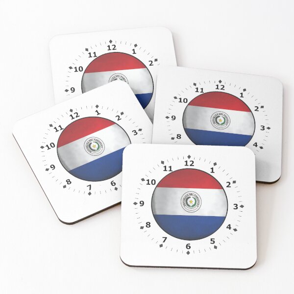 Item preview, paraguay flag clock designed and sold by ZiphGames.