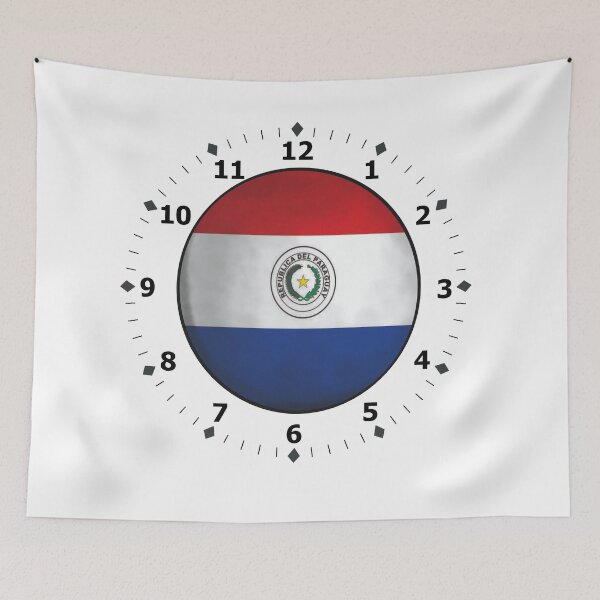 Item preview, paraguay flag clock designed and sold by ZiphGames.