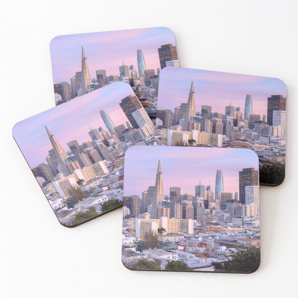 Artikelvorschau, Skyline von San Francisco in rosa und blauem Himmel entworfen und verkauft von yhelfman.