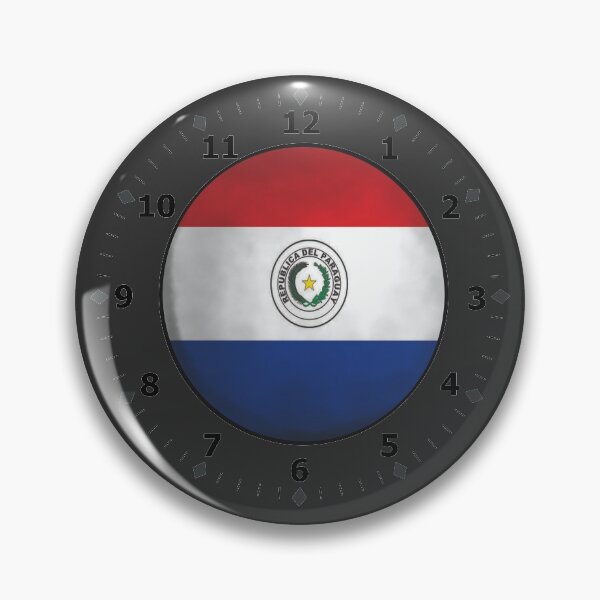 Item preview, paraguay flag clock designed and sold by ZiphGames.