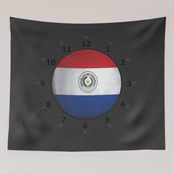 Item preview, paraguay flag clock designed and sold by ZiphGames.
