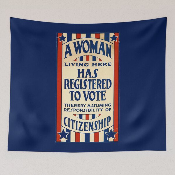 Item preview, 1920's Sign: "A Woman Living Here Has Registered to Vote" designed and sold by Happy Puppy Print On Demand.