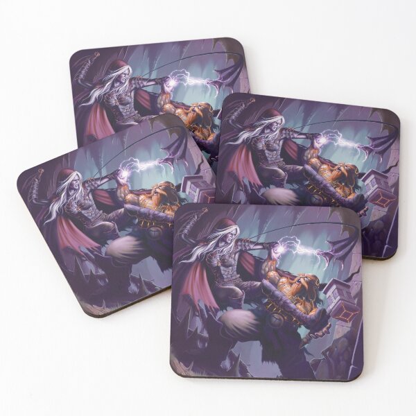 Item preview, Dark Elf Priestess vs Dwarf Rune-caster designed and sold by DeanSpencerArt.