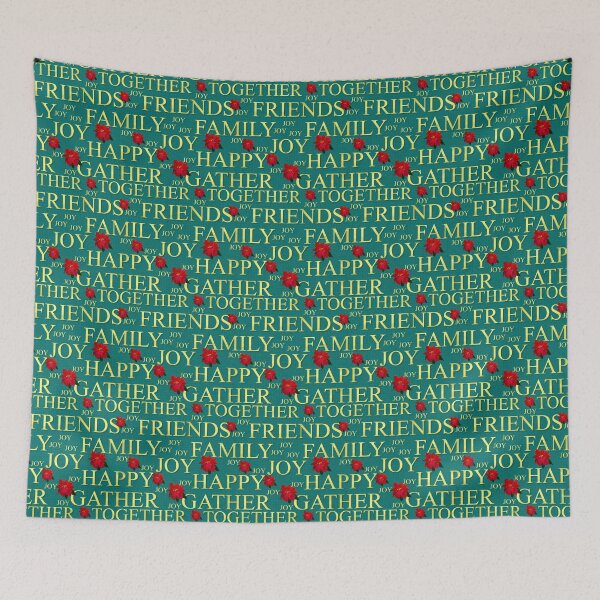 Item preview, Christmas Gathering Sentiments Gold on Teal Repeat 5748 designed and sold by Art in My Loft.