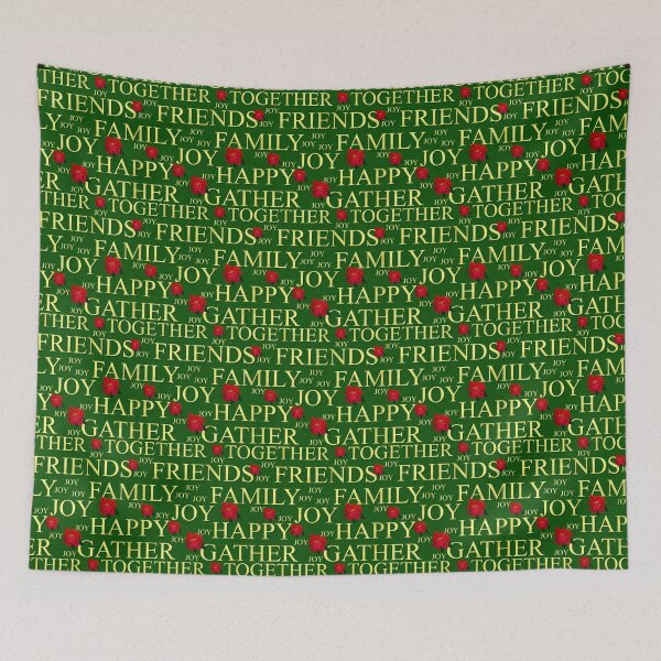 Item preview, Christmas Gathering Sentiments Gold on Dark Green Repeat 5748 designed and sold by Art in My Loft.