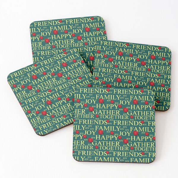 Item preview, Christmas Gathering Sentiments Gold on Dark Teal Repeat 5748 designed and sold by Art in My Loft.