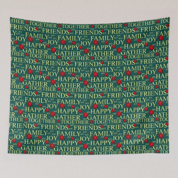 Item preview, Christmas Gathering Sentiments Gold on Dark Teal Repeat 5748 designed and sold by Art in My Loft.