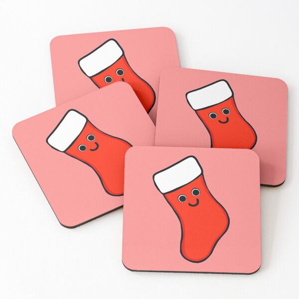 Item preview, Minimalistic Christmas Stocking In Light Red Color With Cute Eyes And Face designed and sold by Barolina.