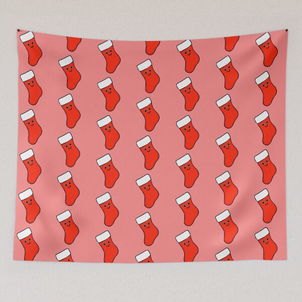 Item preview, Minimalistic Christmas Stocking In Light Red Color With Cute Eyes And Face designed and sold by Barolina.