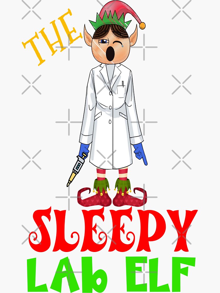 Pegatina «THE SLEEPY LAB ELF FUNNY NAVIDAD MEDICAL LAB CIENTÍFICO ...