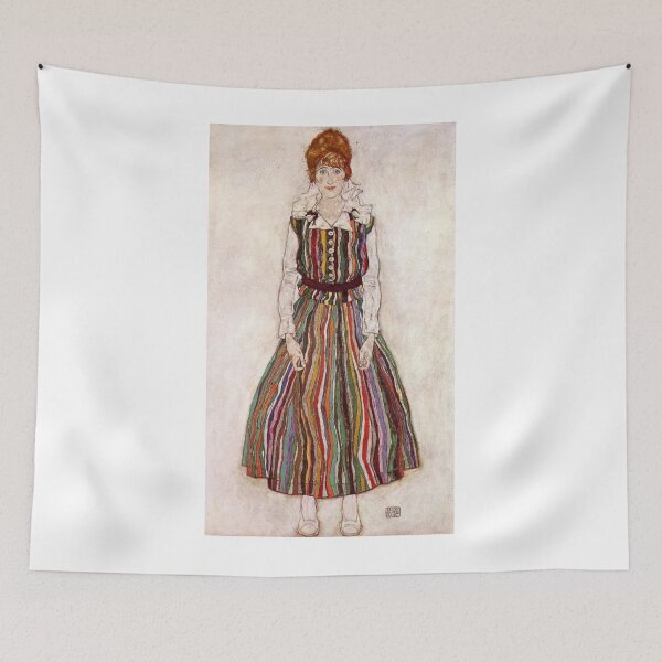 Item preview, Edith Schiele portrait in a striped dress designed and sold by mikoala50.