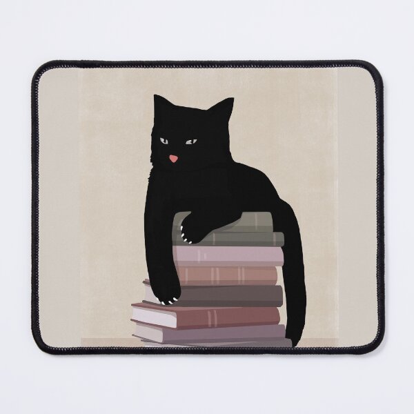 Item preview, Bookish Black Cat on Beige designed and sold by TheRedFinch.