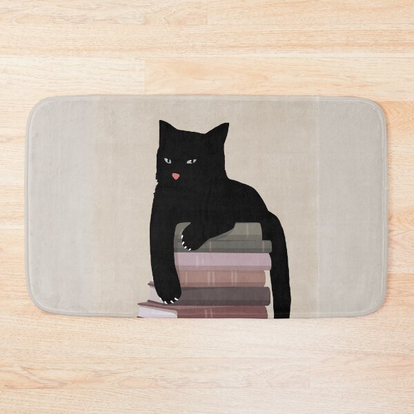 Item preview, Bookish Black Cat on Beige designed and sold by TheRedFinch.