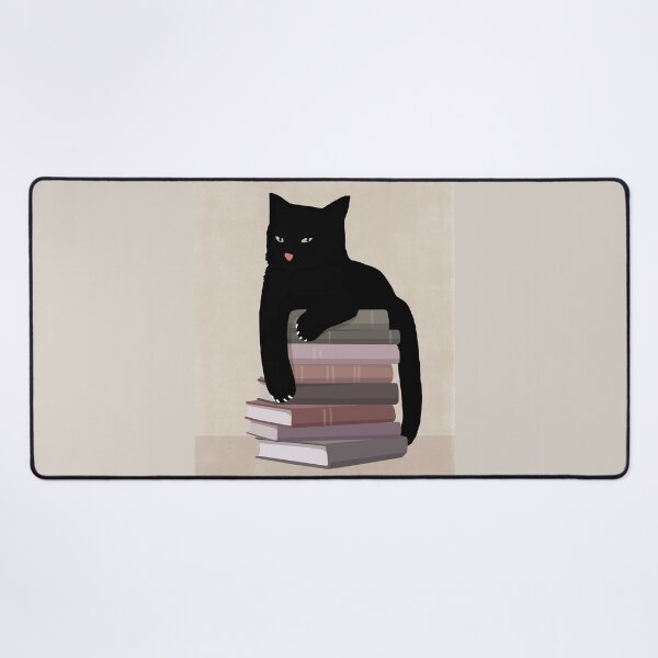 Item preview, Bookish Black Cat on Beige designed and sold by TheRedFinch.
