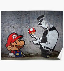 Banksy - Polizist und Marios Pilz Poster