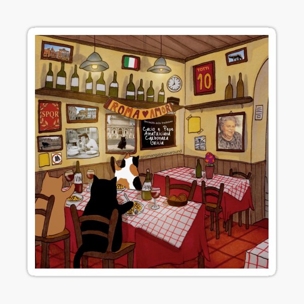 Journal of a Cat in Rome - Trattoria Romana Sticker