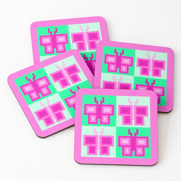 Item preview, Bright Pink Pixel Butterflies designed and sold by rin3d .