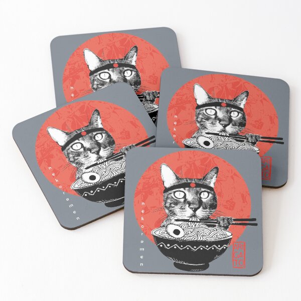 Item preview, Neko Ramen - Arigato, grey background designed and sold by courbebleue.