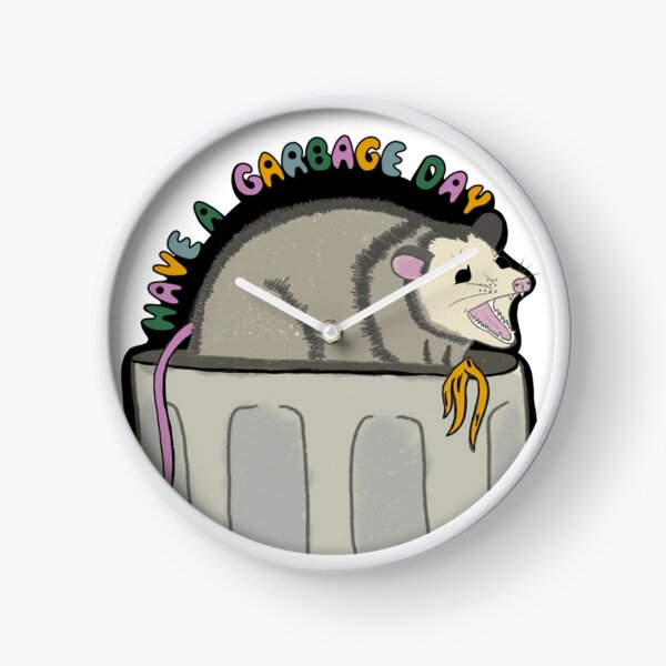 Garbage Day Opossum Clock