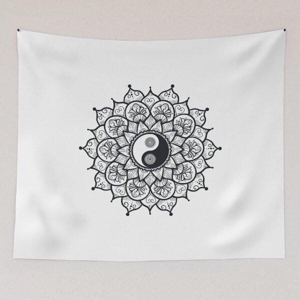 Item preview, yin yang elaborate floral mandala designed and sold by Bizarro23.