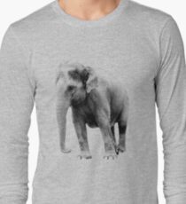 Indian Elephant. Wildlife Digital Engraving Image Long Sleeve T-Shirt