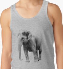 Indian Elephant. Wildlife Digital Engraving Image Men's Tank Top