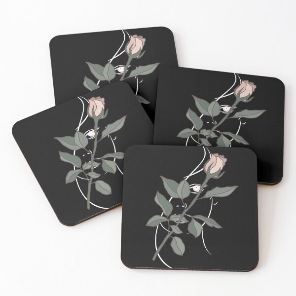 Item preview, Beautiful Rose | Feminin Line Art in White On Black Background designed and sold by Rainbows Rock.