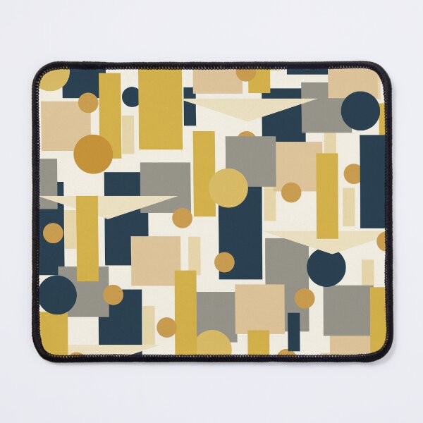 Item preview, Mid-Century Modern Geometrica Pattern in Navy Blue, Mustard, Beige, Grey, and Cream designed and sold by kierkegaard.