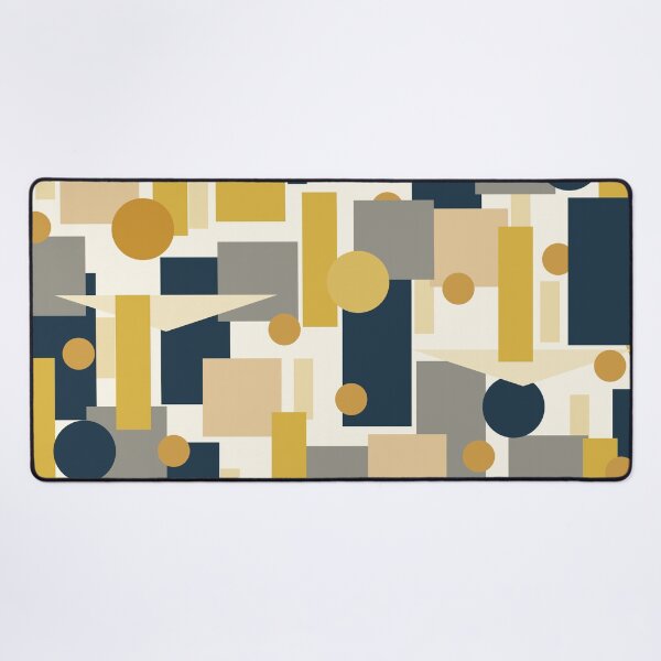 Item preview, Mid-Century Modern Geometrica Pattern in Navy Blue, Mustard, Beige, Grey, and Cream designed and sold by kierkegaard.