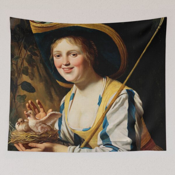 Item preview, Shepherdess with Doves - Gerard van Honthorst designed and sold by brushandframes.