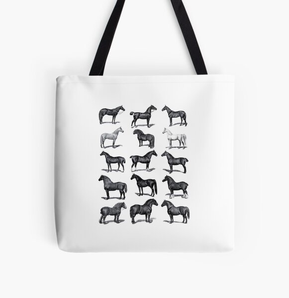 Aperçu de l'œuvre Tableau des races de chevaux vintage noir et blanc créée et vendue par HorseGirlRescue.