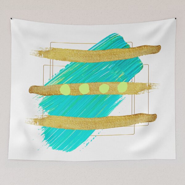 Item preview, Turquoise and Gold Abstract - abstract designed and sold by Jessi-Sketches.