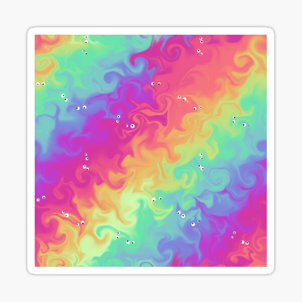 Silly Floating Googly Eyes on Rainbow Swirls Sticker