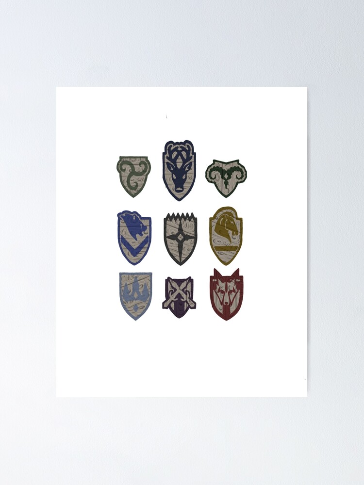 skyrim hold logos poster by millzymerch redbubble redbubble