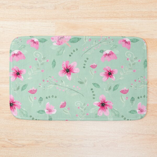Item preview, Pink florals and Jade leaves designed and sold by Harpley Design Studio.