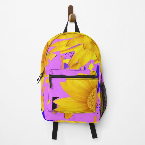 Item preview, YELLOW SUNFLOWER WITH BUTTERFLIES ABSTRACT LILAC-PINK PATTERN ART designed and sold by sharlesart.