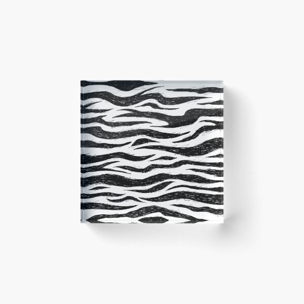 Motif tigre illustré noir et blanc Bloc acrylique