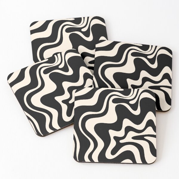 Item preview, Retro Liquid Swirl Abstract Pattern 2 in Black and Almond Cream designed and sold by kierkegaard.