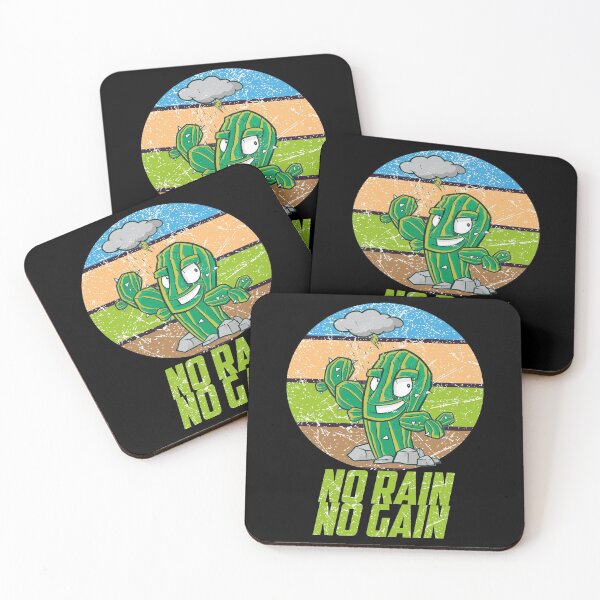 Item preview, No Rain No Gain cactus smiling under the rain funny gift idea , gym lovers designed and sold by justbejoker.