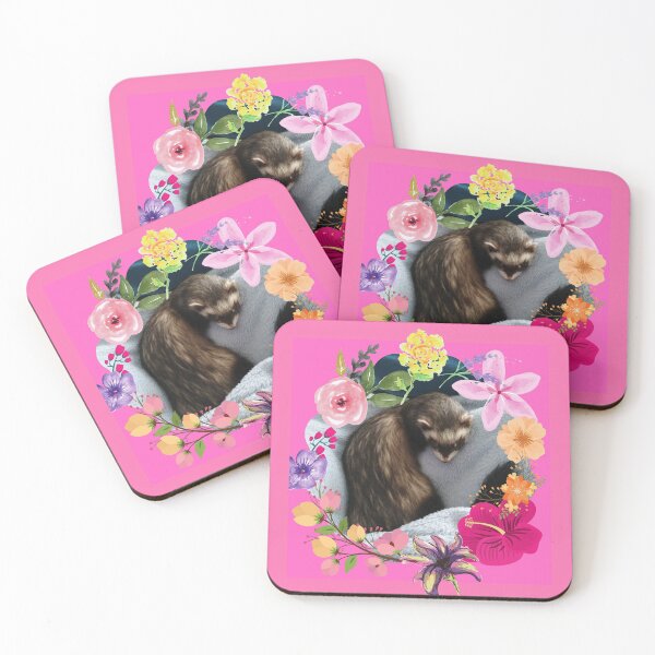 Item preview, My Sweet Ferret Colorful Pink Floral Design designed and sold by EarthArtDesigns.