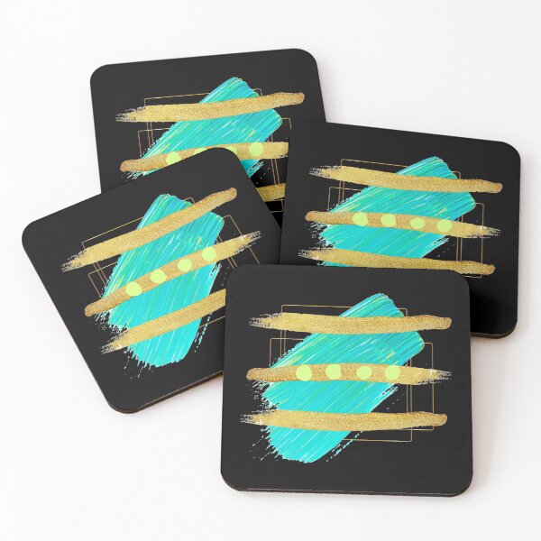 Item preview, Turquoise and Gold Abstract - abstract designed and sold by Jessi-Sketches.