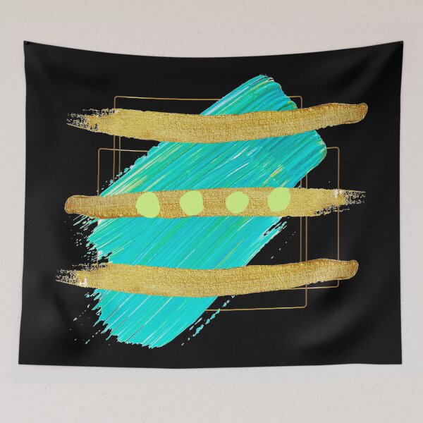 Item preview, Turquoise and Gold Abstract - abstract designed and sold by Jessi-Sketches.