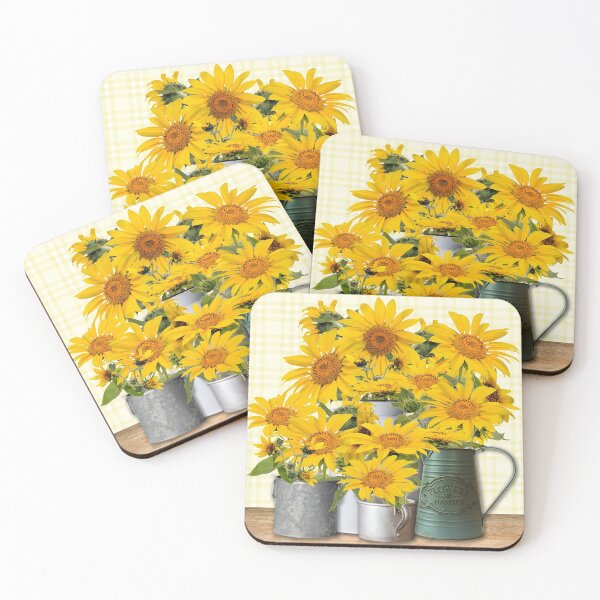 Item preview, Girasoles de granja con cuadros amarillos designed and sold by moosemtndesign.